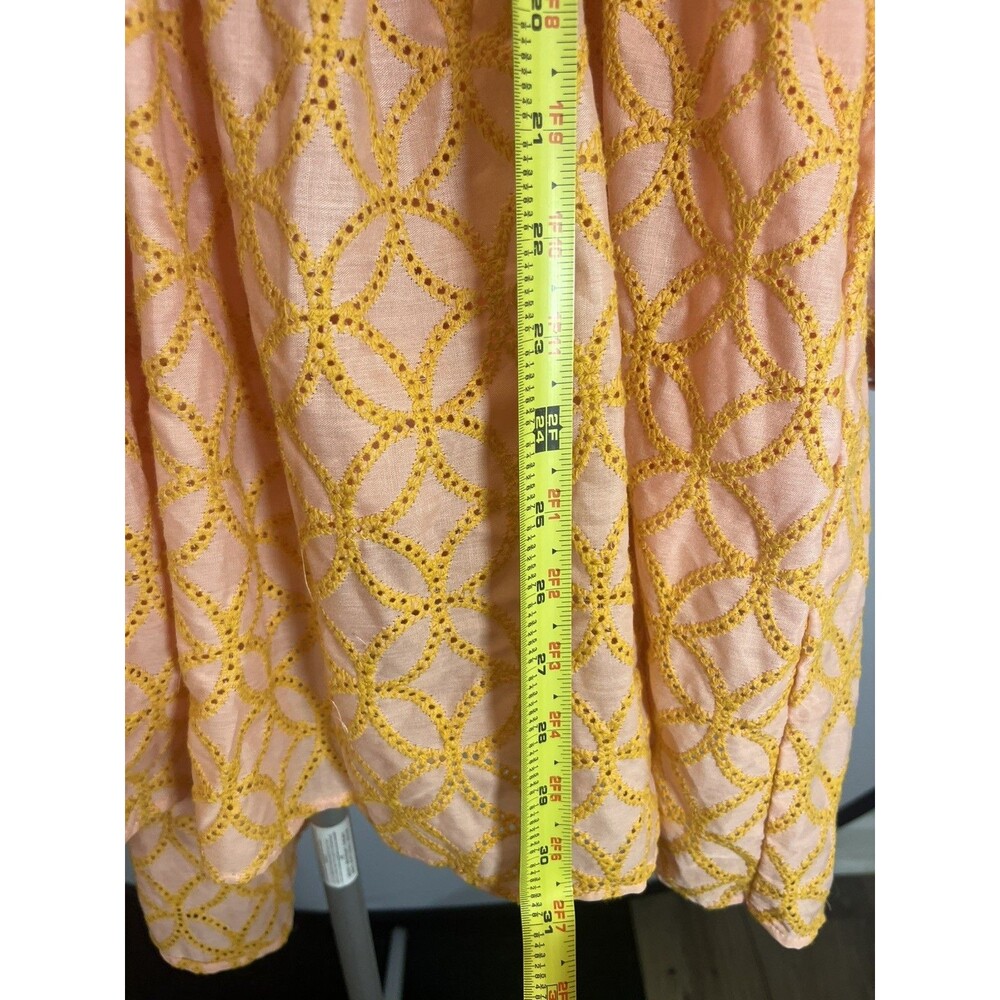 Aofur Knitting  Mini Cotton  Pockets Dress Pink and Orange embroidery- XS - Picture 3 of 12
